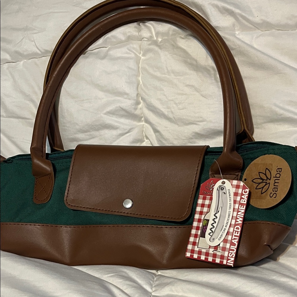 Insulated Tote Bag in Green and Brown